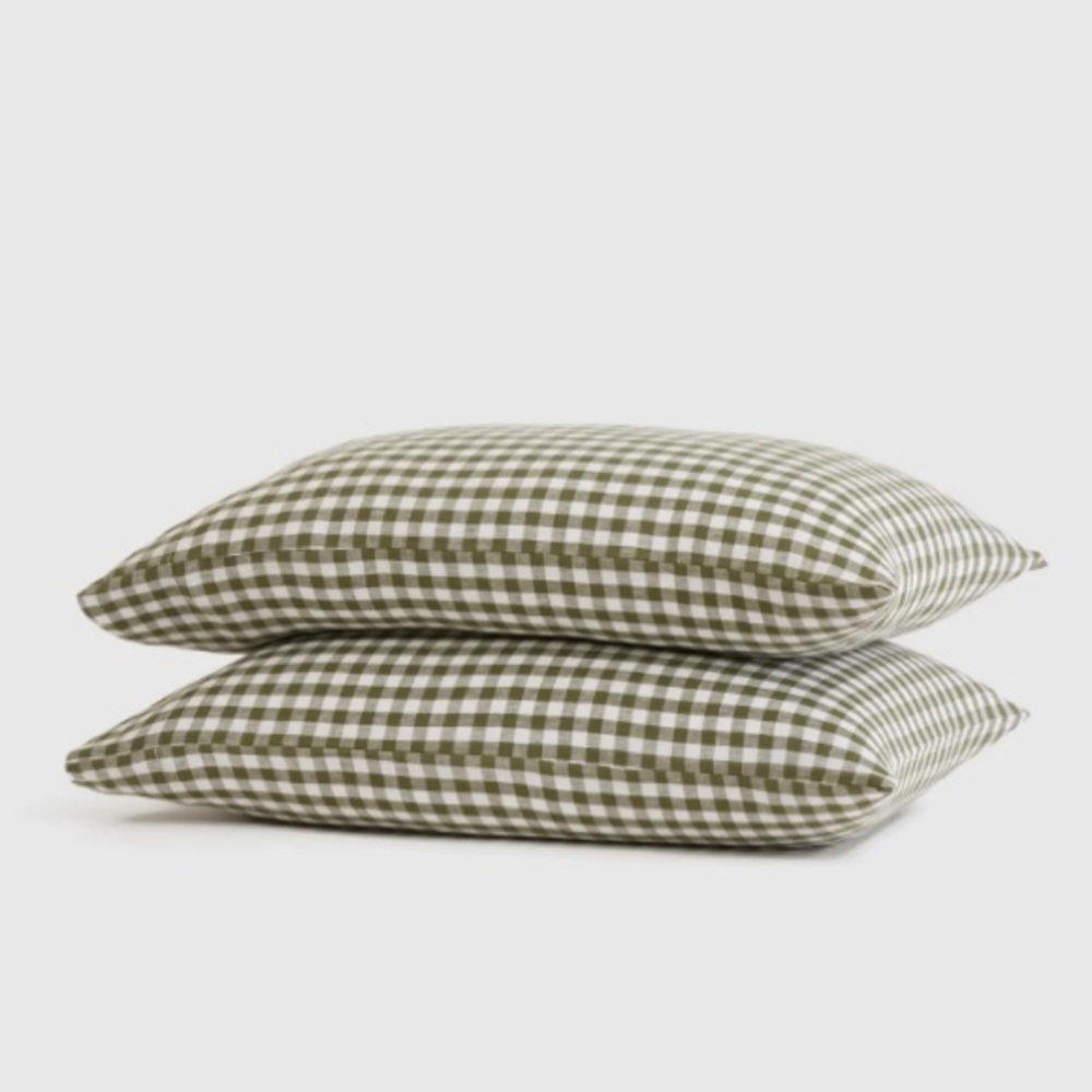 NWOT King Quince European Linen Gingham Pillowcase set
